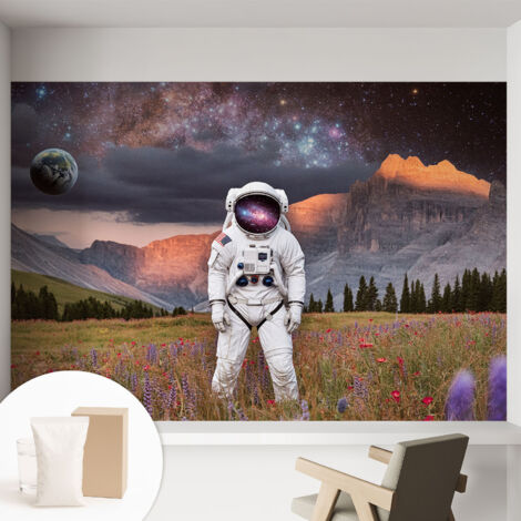 Papier peint intissé avec imprimé pour décoration intérieure pour rénovation a motif - Colle incluse gratuite Paysage cosmique 152x104 cm (1/5)