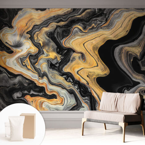 Papier peint intissé mural classique avec imprimé motifs décoratifs design élégant non‑tissé Kaléidoscope de lignes 312x219 cm (1/5)