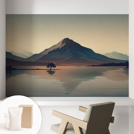 Papier peint décoratif avec colle pour salon, chambre à coucher et bureau – Design moderne et facile à poser Paysage de montagne 104x70 cm (1/5)