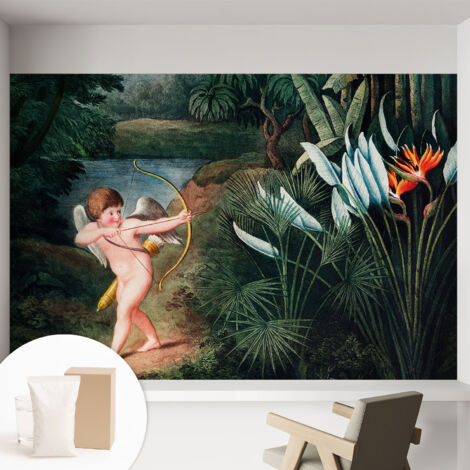 Papier peint intissé mural installation rapide du papier peint durable et résistante - Colle incluse gratuite Charmant cupidon 152x104 cm (1/5)