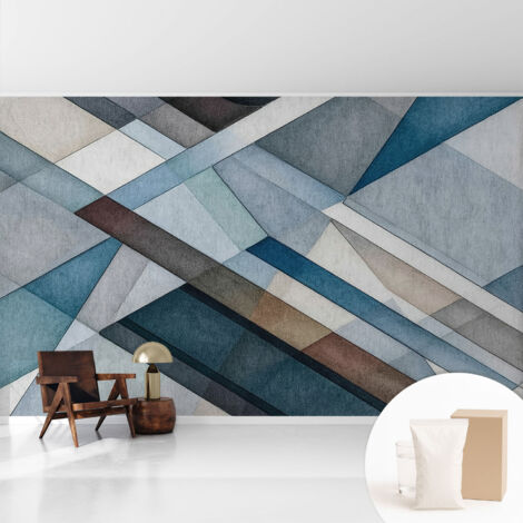 Papier peint avec colle pour décoration moderne de salon chambre à coucher cuisine et bureau Facile Géométrie abstraite 416x254 cm (1/5)