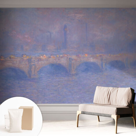 Papier peint intissé avec imprimé pour décoration intérieure pour rénovation a motif - Colle incluse gratuite Pont bleu 312x219 cm (1/5)