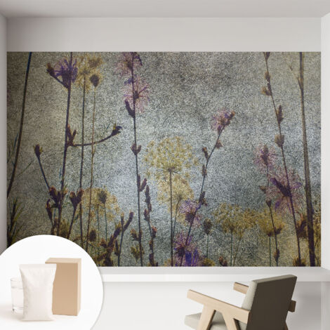 Papier peint intissé mural installation rapide du papier peint durable et résistante - Colle incluse gratuite Fleurs des champs 152x104 cm (1/5)