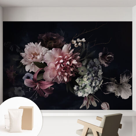 Papier peint intissé avec imprimé pour décoration intérieure pour rénovation a motif - Colle incluse gratuite Composition florale 152x104 cm (1/5)