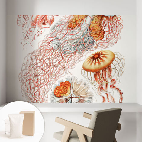 Papier peint intissé avec imprimé pour décoration intérieure pour rénovation a motif - Colle incluse gratuite Méduses fantaisistes 104x70 cm (1/5)