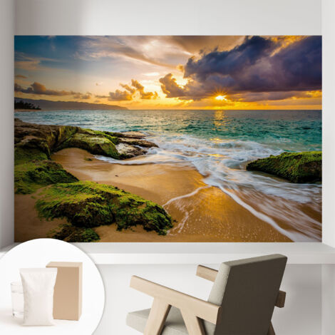 Papier peint intissé mural pour salon chambre à coucher tendance et originale - Colle incluse gratuite Harmonie marine 104x70 cm (1/5)