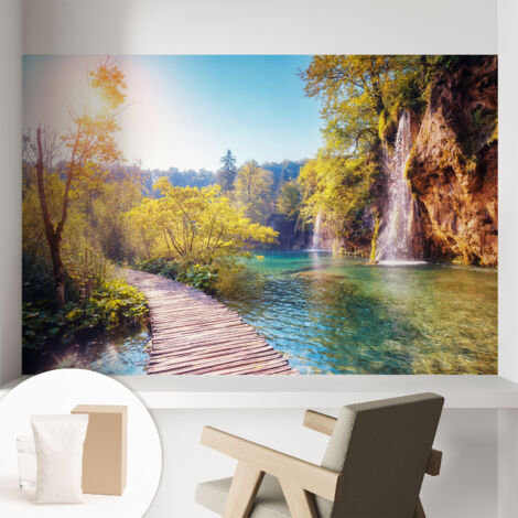 Papier peint intissé avec imprimé pour décoration intérieure pour rénovation a motif - Colle incluse gratuite Paysage naturel 104x70 cm (1/5)
