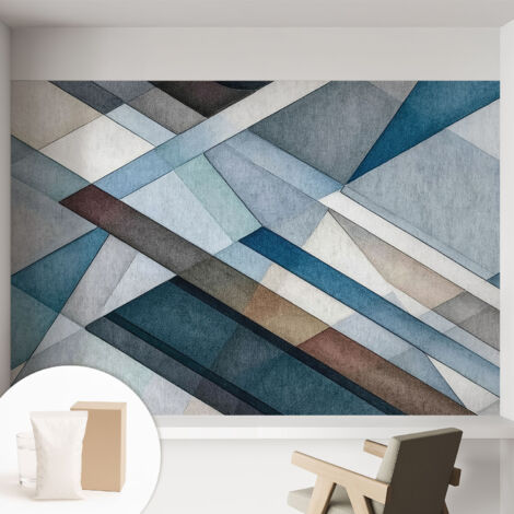 Papier peint avec colle pour décoration moderne de salon chambre à coucher cuisine et bureau Facile Géométrie abstraite 152x104 cm (1/5)