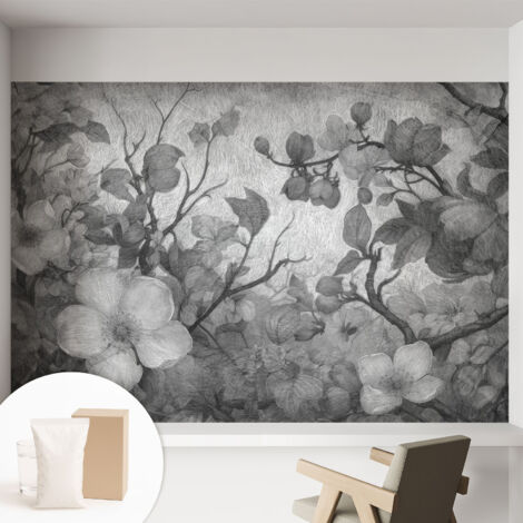 Papier peint intissé décoratif pour salon chambre et cuisine Facile à poser avec colle Fleur sur une branche 152x104 cm (1/5)