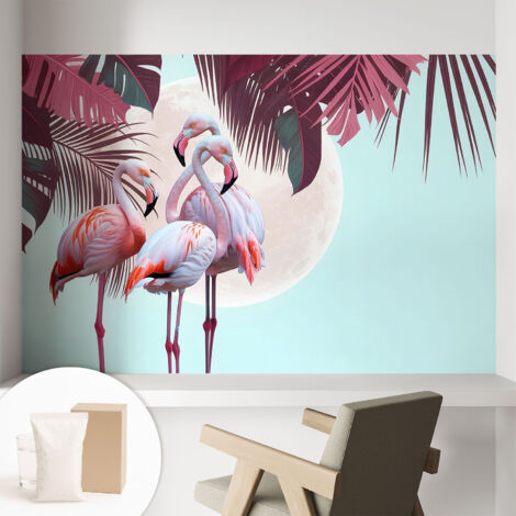 Papier peint intissé mural classique avec imprimé motifs décoratifs design élégant non‑tissé Oiseaux exotiques 104x70 cm (1/5)