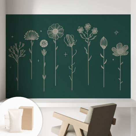 Papier peint intissé décoratif pour chambre et salon Design moderne à poser facilement - Colle incluse gratuite Fleurs délicates 104x70 cm (1/5)