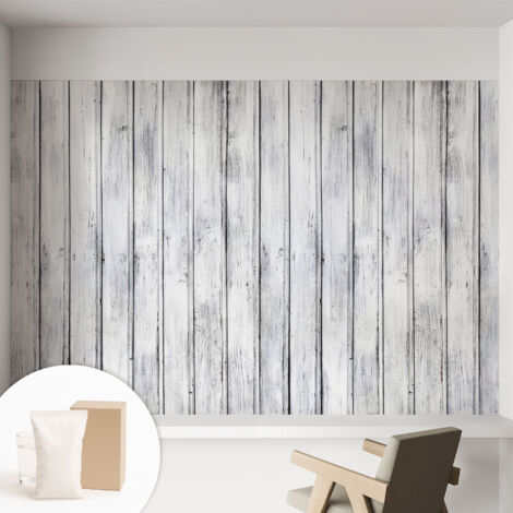 Papier peint intissé mural installation rapide du papier peint durable et résistante - Colle incluse gratuite Planches de bois 152x104 cm