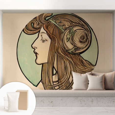Papier peint décoratif avec colle pour salon, chambre à coucher et bureau – Design moderne et facile à poser Portrait Art nouveau 208x146 cm (1/5)