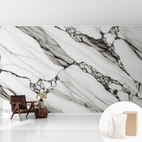 Papier peint intissé avec imprimé pour décoration intérieure pour rénovation a motif - Colle incluse gratuite Motif en pierre 416x254 cm (1/5)