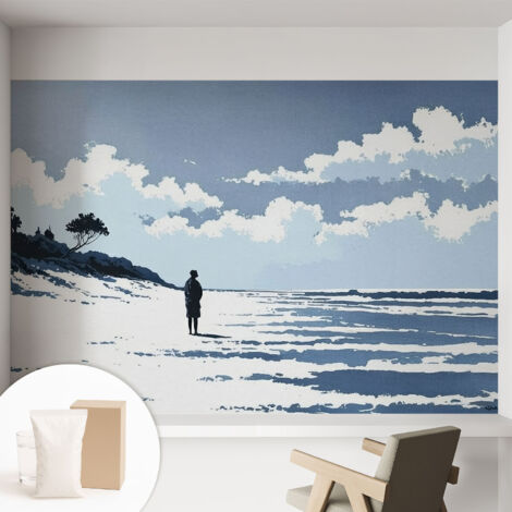 Papier peint intissé décoratif pour salon chambre et cuisine Facile à poser avec colle Silence de la plage 152x104 cm (1/5)