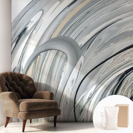 Papier peint intissé avec imprimé pour décoration intérieure pour rénovation a motif - Colle incluse gratuite Marbre abstrait 250x250 cm (1/5)