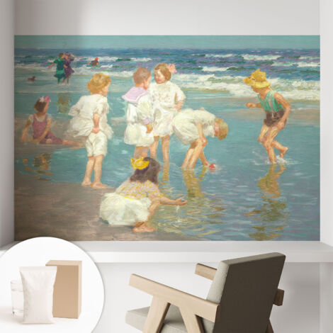 Papier peint intissé pour salon chambre à coucher peint imprimé pour mur - Colle incluse gratuite Enfance à la plage 104x70 cm (1/5)