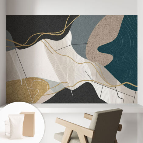 Papier peint décoratif avec colle pour salon, chambre à coucher et bureau – Design moderne et facile à poser Formes abstraites 104x70 cm (1/5)