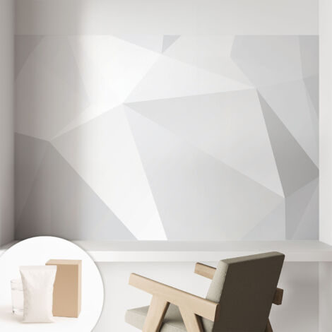 Papier peint intissé mural classique avec imprimé motifs décoratifs design élégant non‑tissé Triangles gris 104x70 cm (1/5)