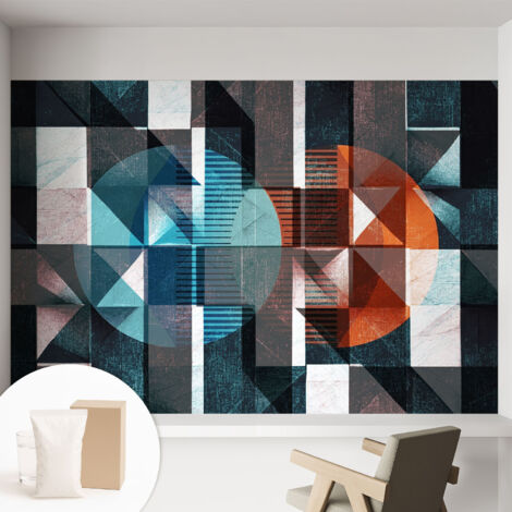 Papier peint intissé mural avec imprimé motifs uniques apparence moderne - Colle incluse gratuite Formes abstraites 152x104 cm (1/5)