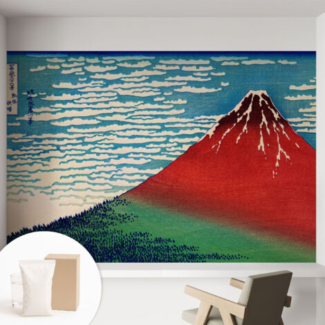 Papier peint intissé avec imprimé pour décoration intérieure pour rénovation a motif - Colle incluse gratuite La montagne rouge 152x104 cm (1/5)