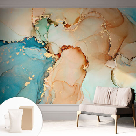 Papier peint intissé mural avec imprimé motifs uniques apparence moderne - Colle incluse gratuite Abstrait coloré 312x219 cm (1/5)