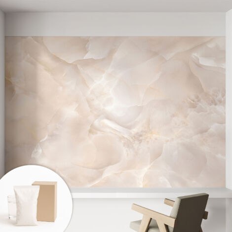 Papier peint intissé décoratif avec motifs pour salon et chambre a motif - Colle incluse gratuite Marbre délicat 152x104 cm