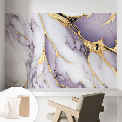 Papier peint intissé avec imprimé installation simple qualité excellente sans désordre - Colle incluse gratuite Marbre abstrait 104x70 cm (1/5)