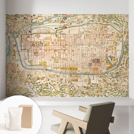 Papier peint intissé mural avec colle pour salon et chambre Décoration murale rapide - Colle incluse gratuite Carte ancienne 104x70 cm (1/5)