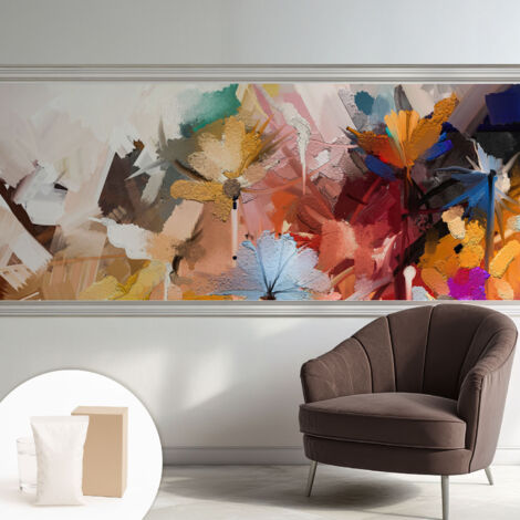 Papier peint intissé décoratif pour salon chambre et cuisine Facile à poser avec colle Abstrait floral 250x104 cm (1/5)