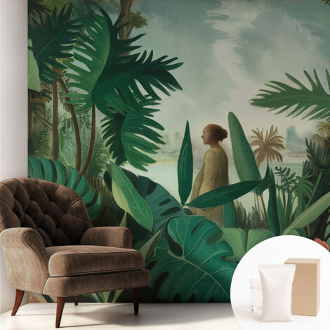 Papier peint intissé pour salon chambre à coucher peint imprimé Installation facile - Colle incluse gratuite Jungle exotique 250x250 cm (1/5)