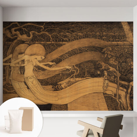 Papier peint intissé mural avec imprimé motifs uniques apparence moderne - Colle incluse gratuite Personnages surréalistes 152x104 cm (1/5)