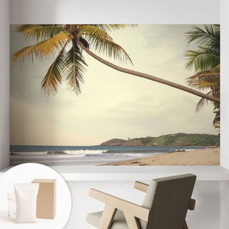Papier peint intissé à motifs décoratifs pour salon chambre et bureau Décoration murale élégante avec colle Paysage tropical 104x70 cm (1/5)