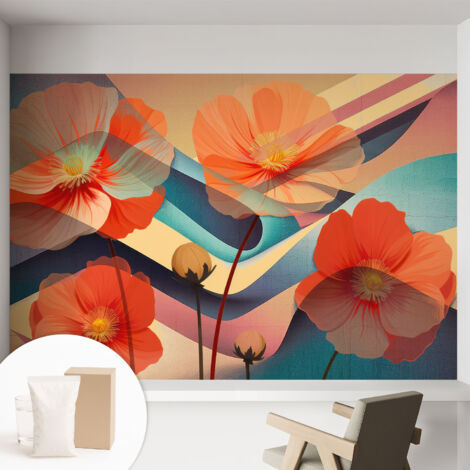 Papier peint intissé mural avec imprimé motifs uniques apparence moderne - Colle incluse gratuite Fleurs des sens 152x104 cm (1/5)