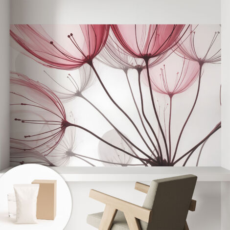 Papier peint intissé mural avec imprimé pour décoration pour salon pour chambre à coucher pour entrée Silhouettes florales 104x70 cm