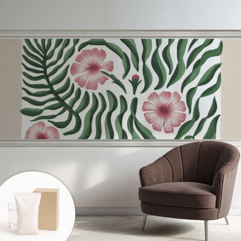 Papier peint intissé pour salon chambre à coucher peint imprimé pour mur - Colle incluse gratuite Fleurs et feuilles 250x104 cm (1/5)
