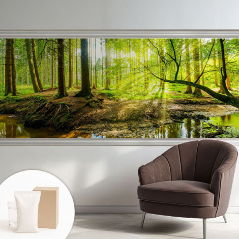 Papier peint intissé décoratif pour chambre et salon Design moderne à poser facilement - Colle incluse gratuite Paysage verdoyant 250x104 cm (1/5)