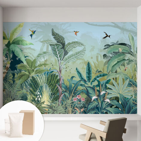 Papier peint intissé décoratif pour salon chambre et cuisine Facile à poser avec colle Nature tropicale 152x104 cm (1/5)