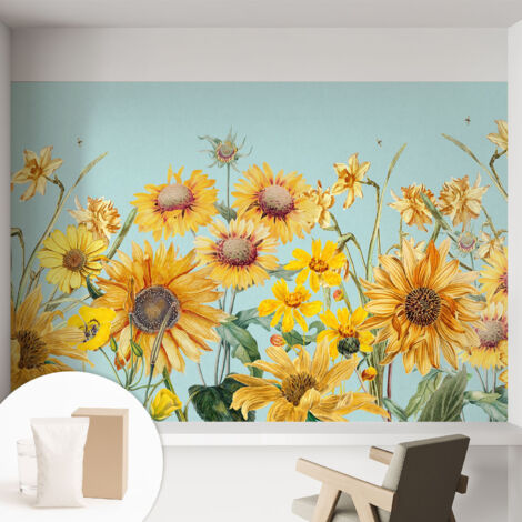 Papier peint intissé mural avec colle pour salon et chambre Décoration murale rapide - Colle incluse gratuite Jardin d'été 152x104 cm (1/5)