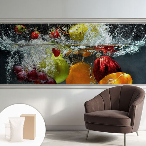 Papier peint intissé avec imprimé pour décoration intérieure pour rénovation a motif - Colle incluse gratuite Fruits dans l'eau 250x104 cm (1/5)