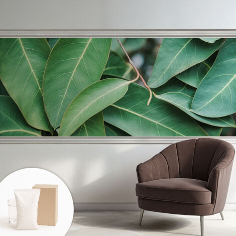Papier peint intissé décoratif pour chambre et salon Design moderne à poser facilement - Colle incluse gratuite Feuilles vertes 250x104 cm (1/5)