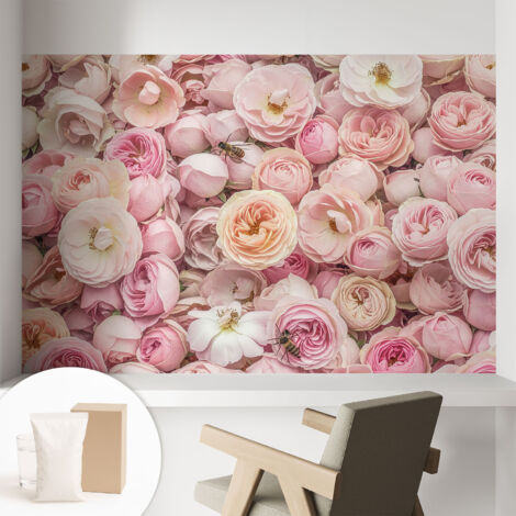 Papier peint intissé avec imprimé pour décoration intérieure pour rénovation a motif - Colle incluse gratuite Belles fleurs 104x70 cm