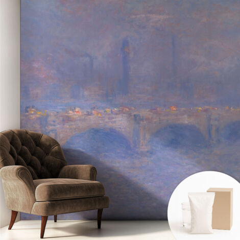 Papier peint intissé avec imprimé pour décoration intérieure pour rénovation a motif - Colle incluse gratuite Pont bleu 250x250 cm (1/5)