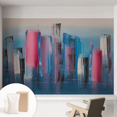 Papier peint intissé mural pour salon chambre à coucher tendance et originale - Colle incluse gratuite Bandes abstraites 152x104 cm (1/5)