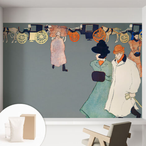 Papier peint intissé à motifs décoratifs pour salon chambre et bureau Décoration murale élégante avec colle Tenues d'époque 152x104 cm (1/5)