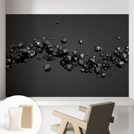 Papier peint intissé mural avec imprimé motifs décoratifs - style contemporain - Colle incluse gratuite Solides noirs 104x70 cm (1/5)