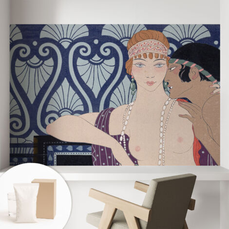 Papier peint décoratif avec colle pour salon, chambre à coucher et bureau – Design moderne et facile à poser Couple artistique 104x70 cm (1/5)