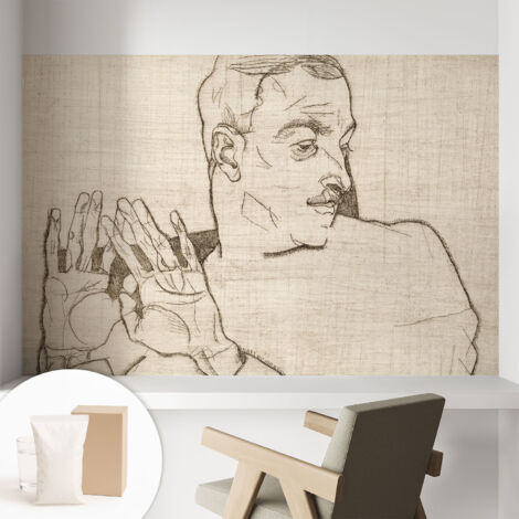 Papier peint intissé mural classique avec imprimé motifs décoratifs design élégant non‑tissé Personnage expressif 104x70 cm (1/5)
