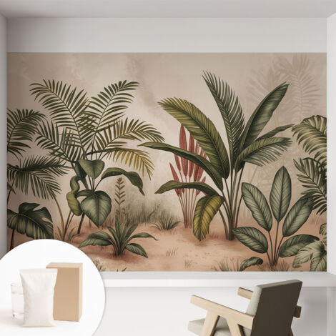 Papier peint intissé décoratif avec motifs pour salon et chambre a motif - Colle incluse gratuite Motif végétal 152x104 cm (1/5)