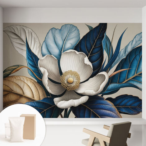 Papier peint intissé décoratif avec motifs pour salon et chambre a motif - Colle incluse gratuite Flore élégante 152x104 cm (1/5)